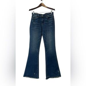 Vervet Women’s flare high rise medium wash jeans size 29 raw hem boho‎ hippie